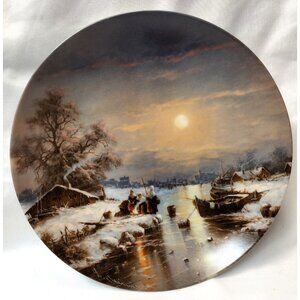 1987 Furstenburg Porcelain Muningers Romantic Winters Set of 4 Wall Plates Art